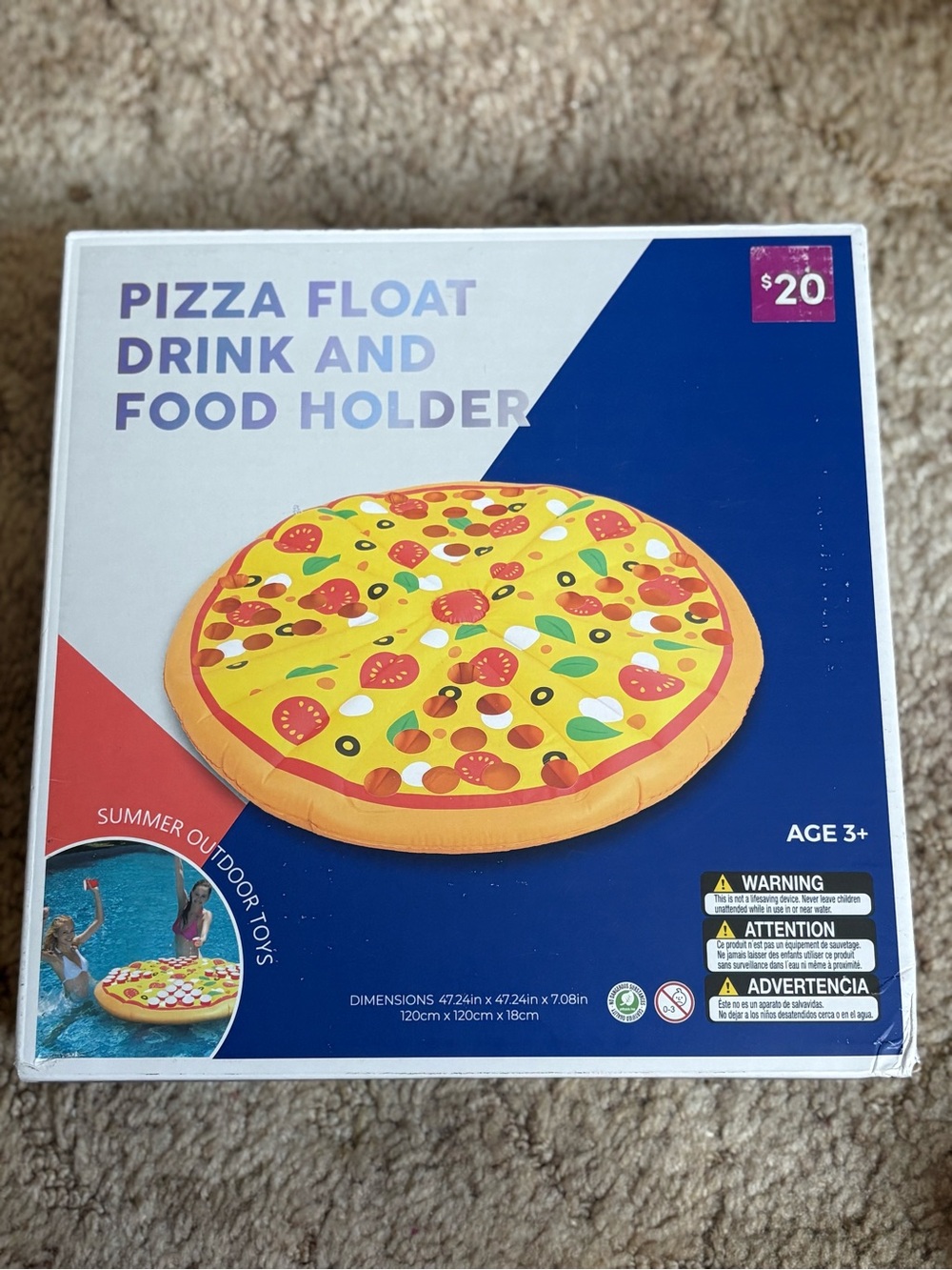 Inflatable Pizza Pool Drink & Snack Holder - Yellow
